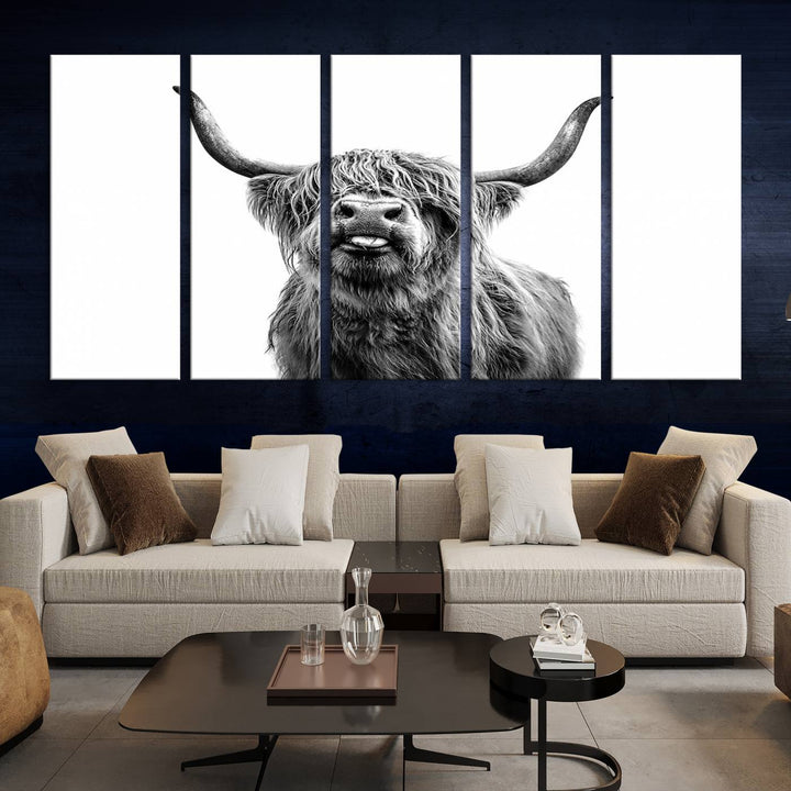 Fanny Scottish Highland Cow Cattle Art Print Farmhouse Wall Art Canvas Print