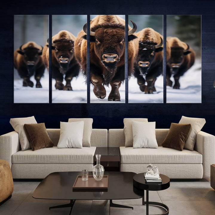 Buffalo Wall Art Canvas Print, American Bison Herd Wall Art Canvas Print