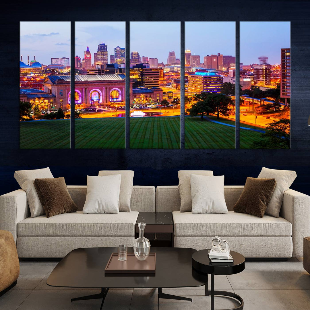 Kansas City Night Canvas Print - Arte de pared grande para decoración del hogar y la oficina