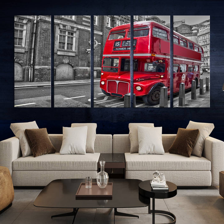 London Red Bus Wall Art, Red Telephone Club, London Night Canvas Print