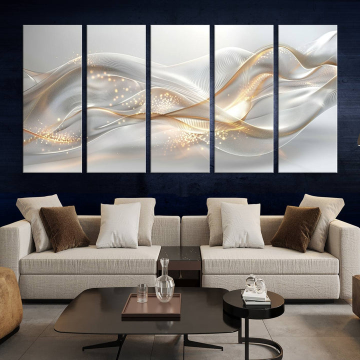 Abstract art Grey and Gold Lines Wall Art