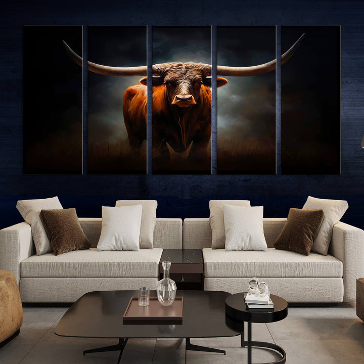 Longhorn Bull Wall Art Canvas Set – Bold Western Elegance for Rustic Home Décor