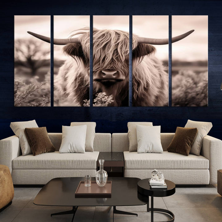 Scottish Cow Longhorn Wall Art Canvas Print.