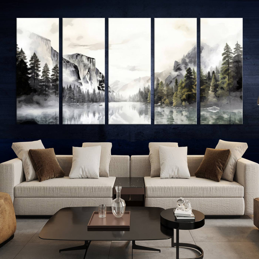 Yosemite Valley Serenity Wall Art Canvas Print – Framed and Ready to Hang – Majestic Nature Landscape Décor