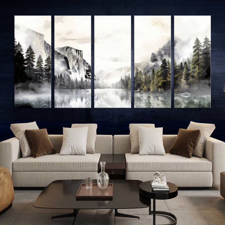 Yosemite National Park Watercolor Wall Art Canvas Print