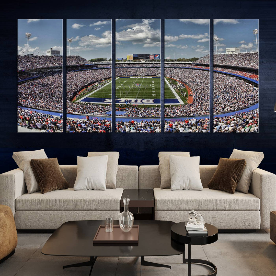 Buffalo Bills Football Team Print - Highmark Stadium Wall Art Canvas Print - Bills Stadium Game Day Triple Canvas Wall Art - Buffalo Bills NFL Match