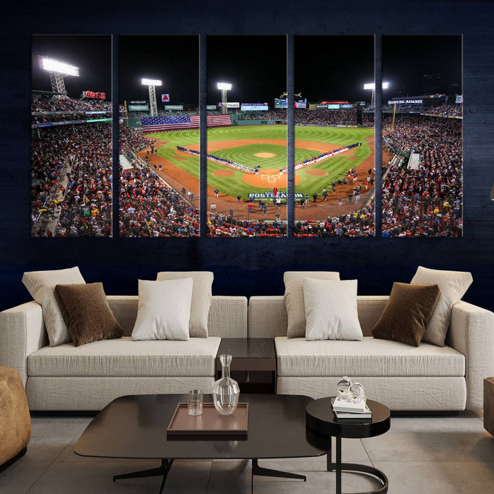 Fenway Park Postseason Triple Canvas Wall Art - Boston Red Sox Historic Game