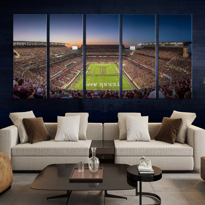 Texas A&M University Aggies Football Team Print - College Station Kyle Field Stadium Wall Art Canvas Print