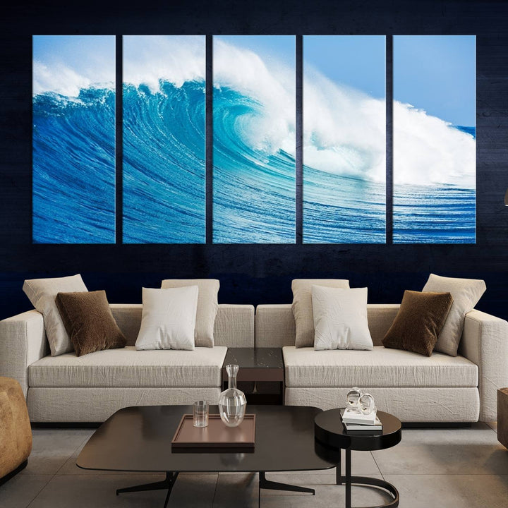 Wall Art Canvas Print Bright Wave on Ocean Surfing Wave Wall Art