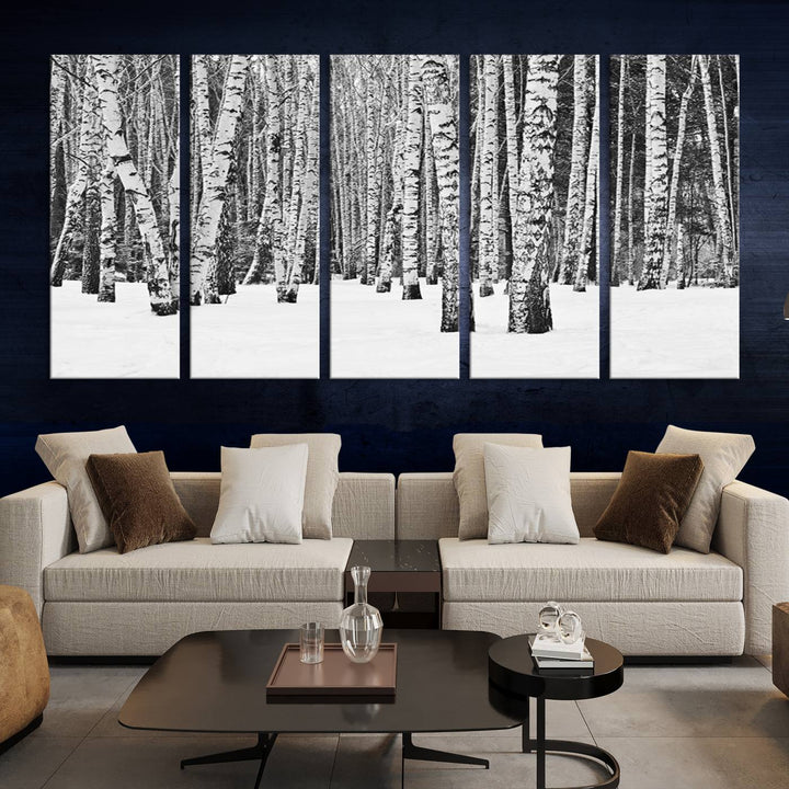 Wall Art Landscape Canvas Print Forest in Winter with Snowy Ground and Trees