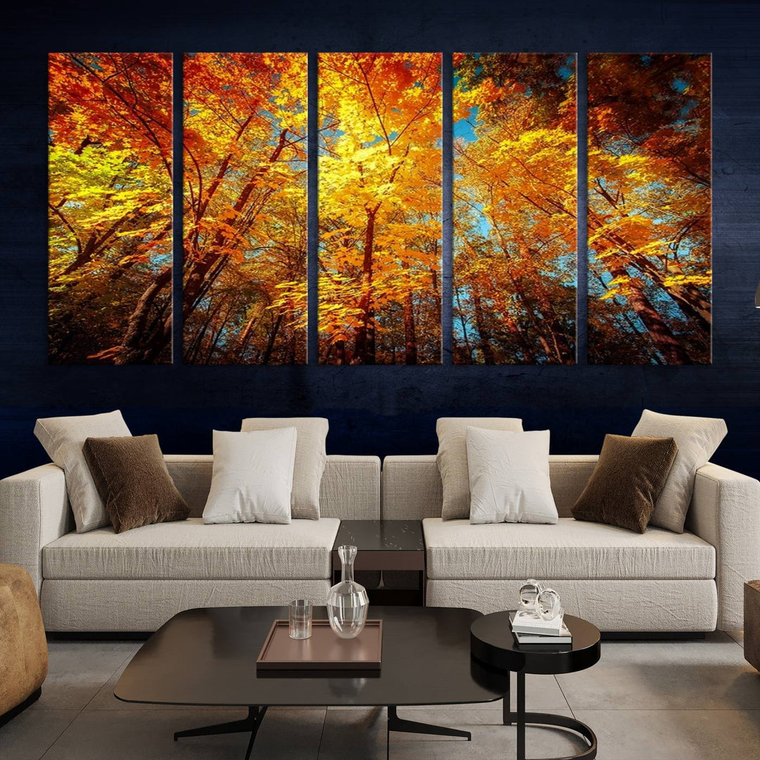 Forest View at Fall Wall Art Autumn Colors Landscape Canvas Print