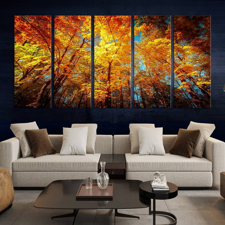 Forest View at Fall Wall Art Autumn Colors Landscape Canvas Print