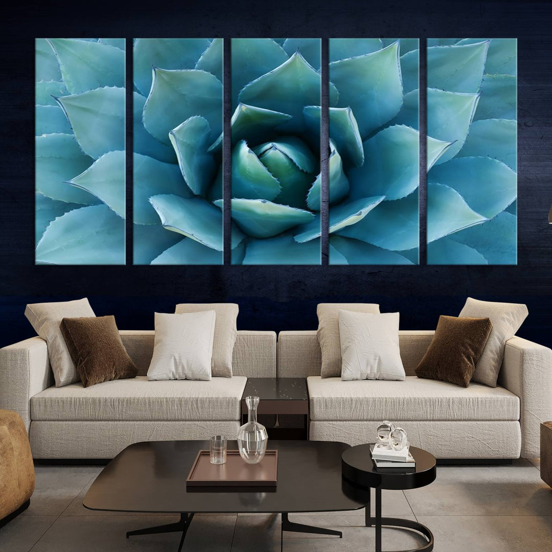 Large Succulent Wall Art Canvas | Vibrant Agave Plant Canvas Print for Living Room and Office Decor