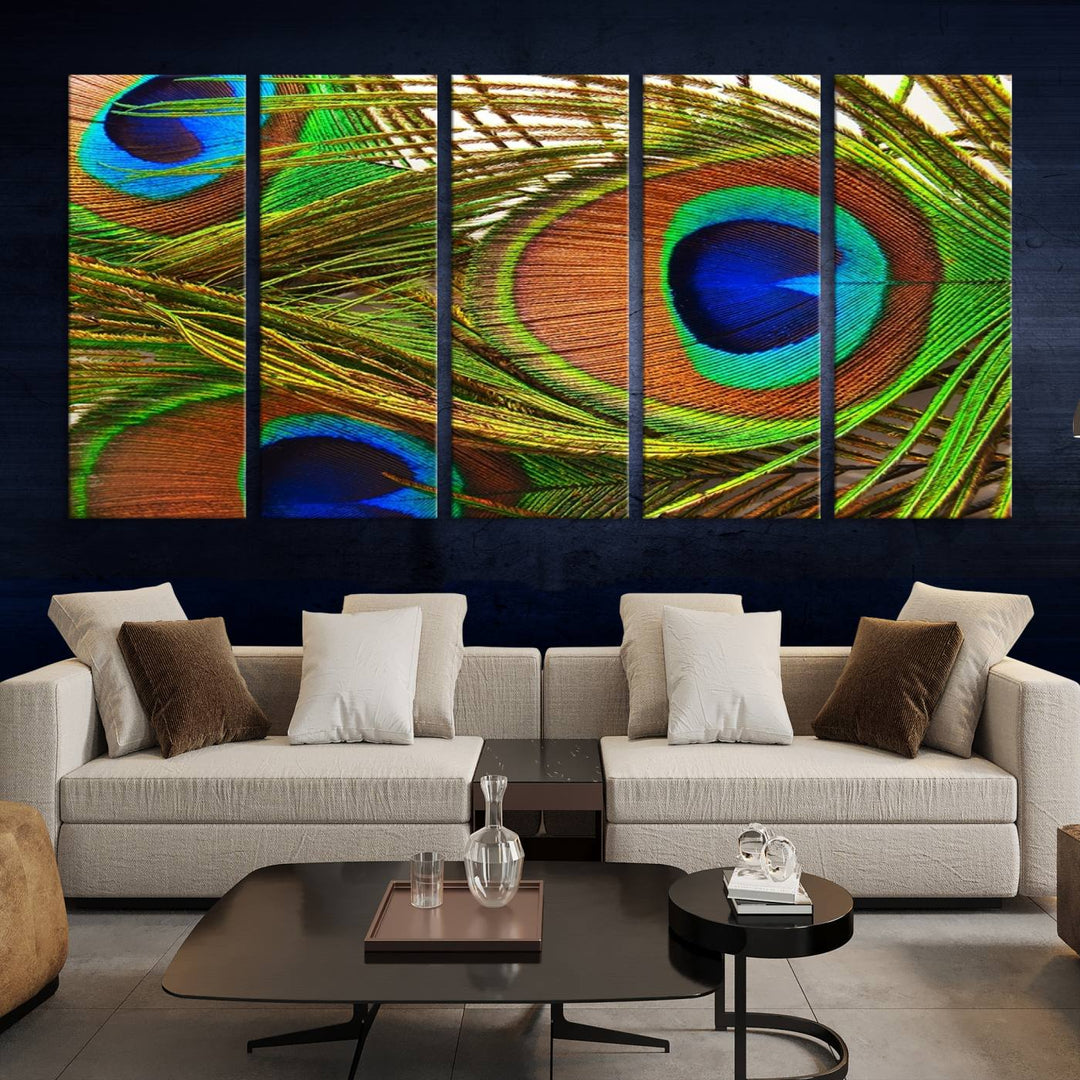 Wall Art Animal Canvas Print Triple Eyed Peacock Wing