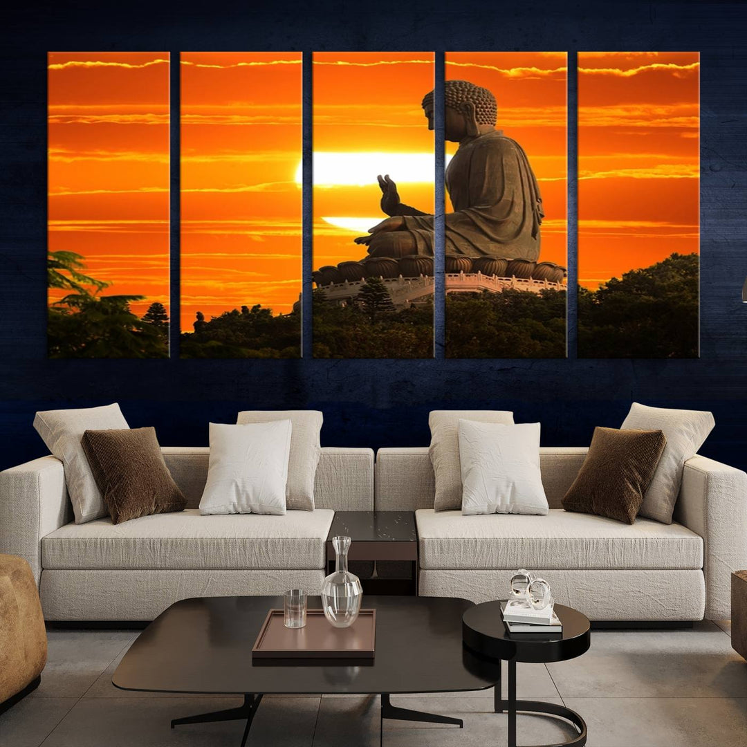 Buddha Statue at Sunset Canvas Print 