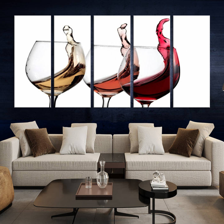 49896 - Lienzo decorativo para pared grande con vino abstracto en copas