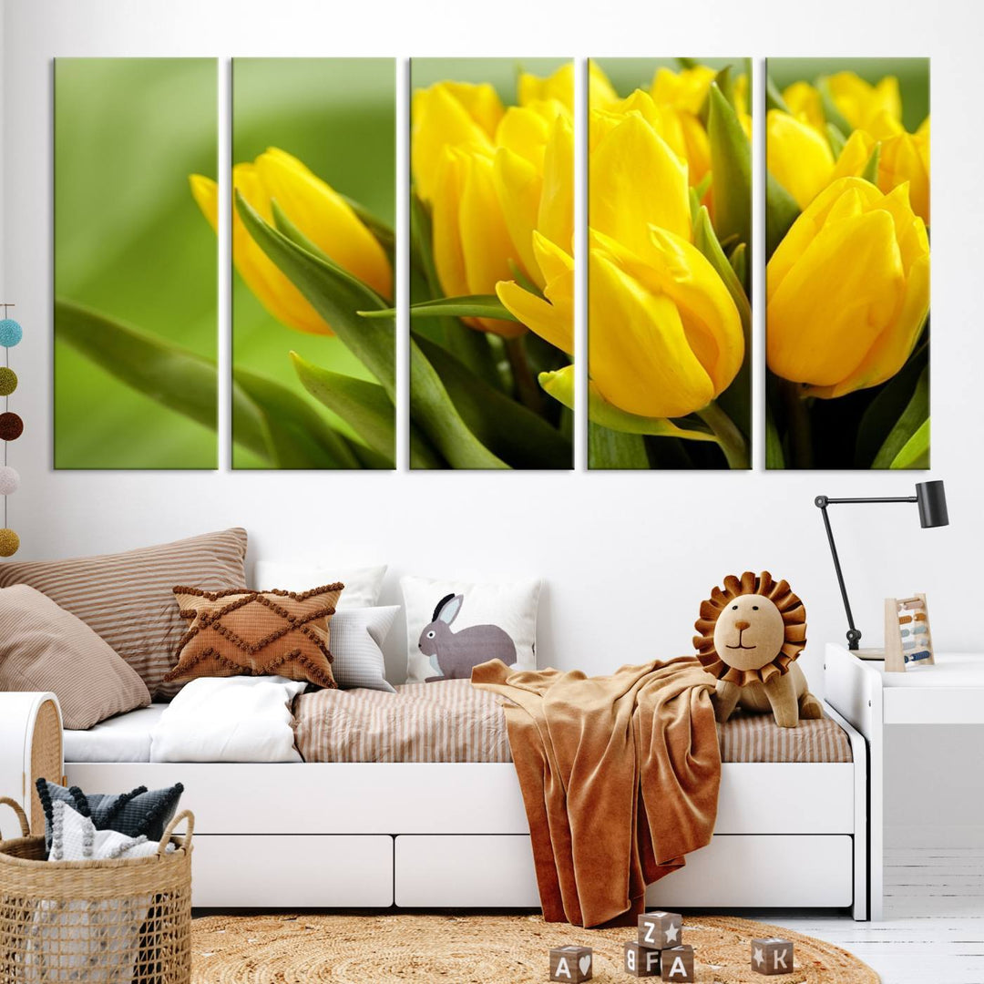 Art mural tulipes jaunes Impression sur toile