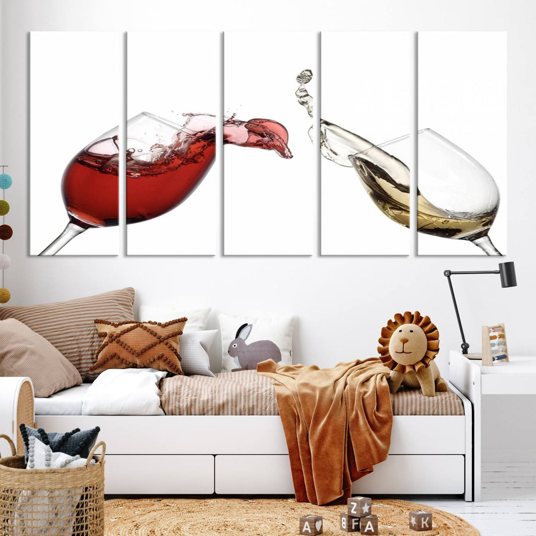 Red and White Wine in Glass Canvas Print