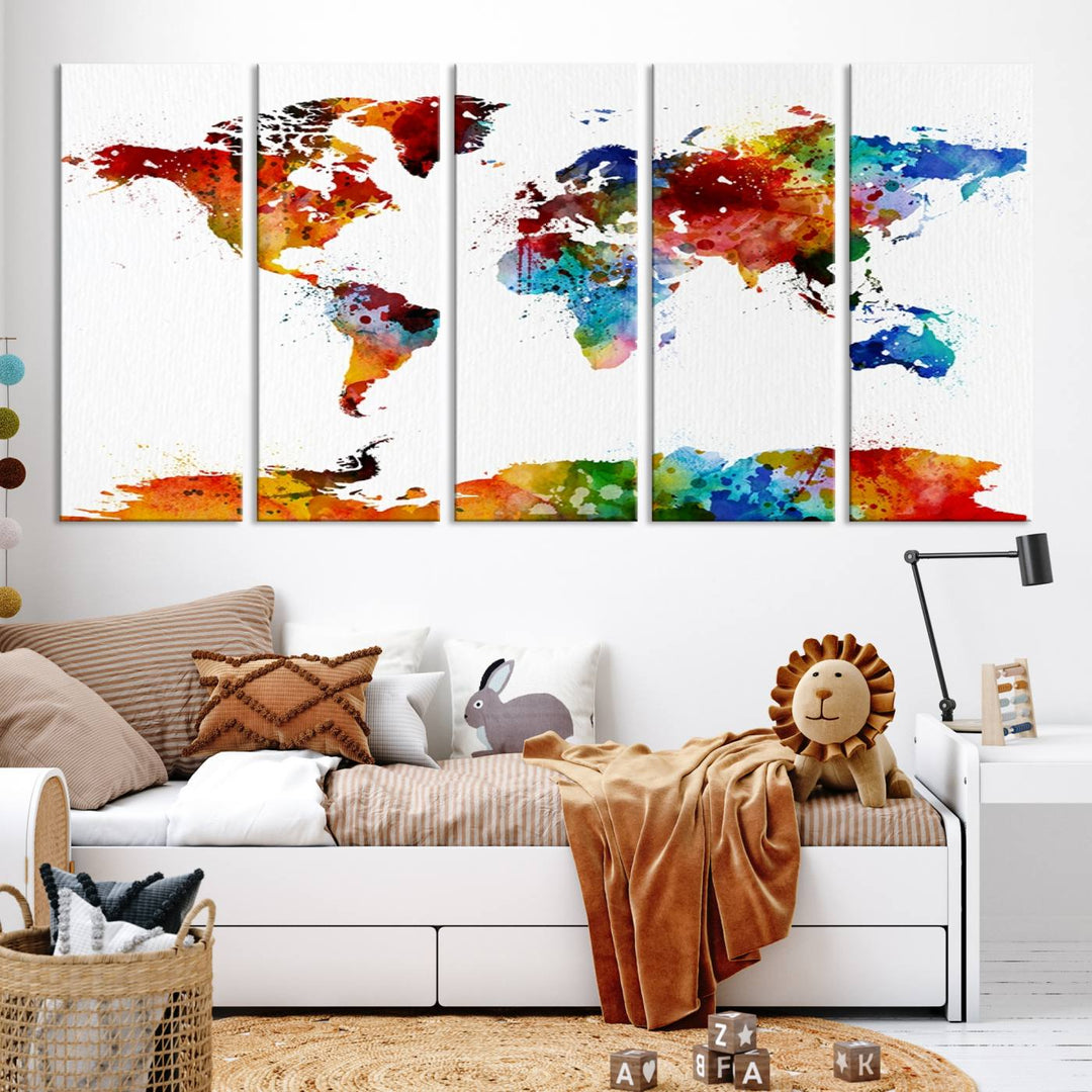 Watercolor World Map Canvas Print