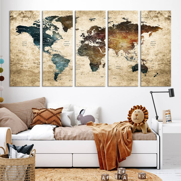 Carte du monde Impression sur toile