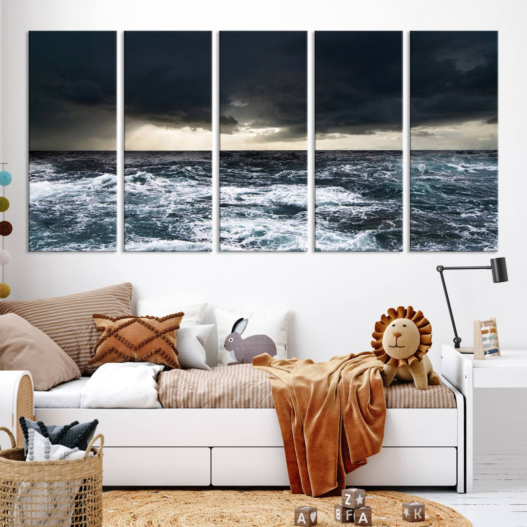 Ocean and Storm Canvas Art Print Hanging Great Print Ocean and