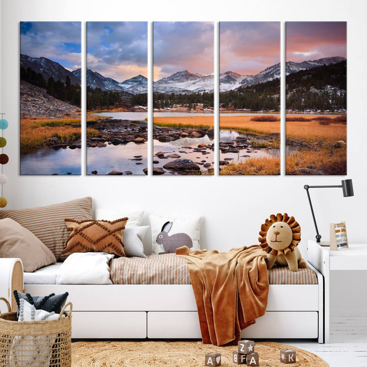 Superbe paysage de montagne Toile Mur Art Impression Paysage Toile Art Hiver Montagne Impression Mur Art