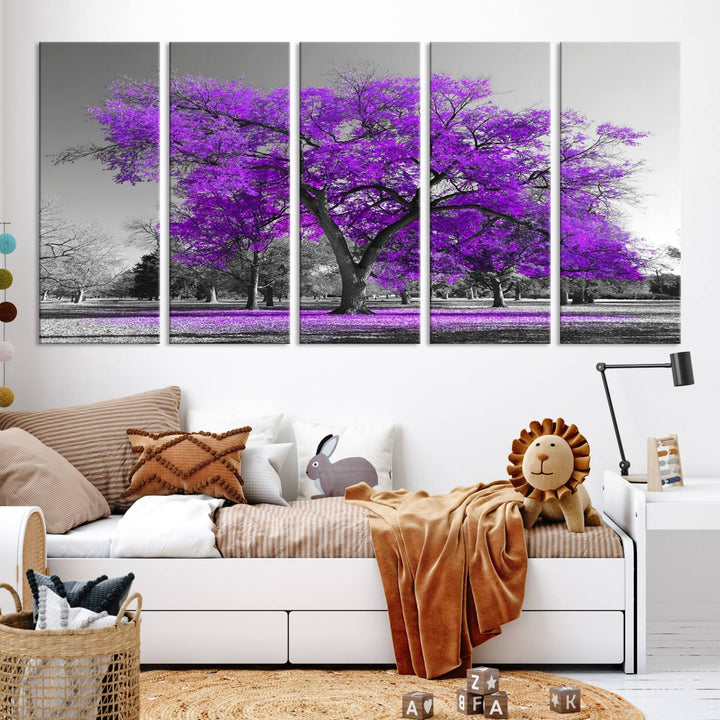 Art mural grand arbre violet Impression sur toile