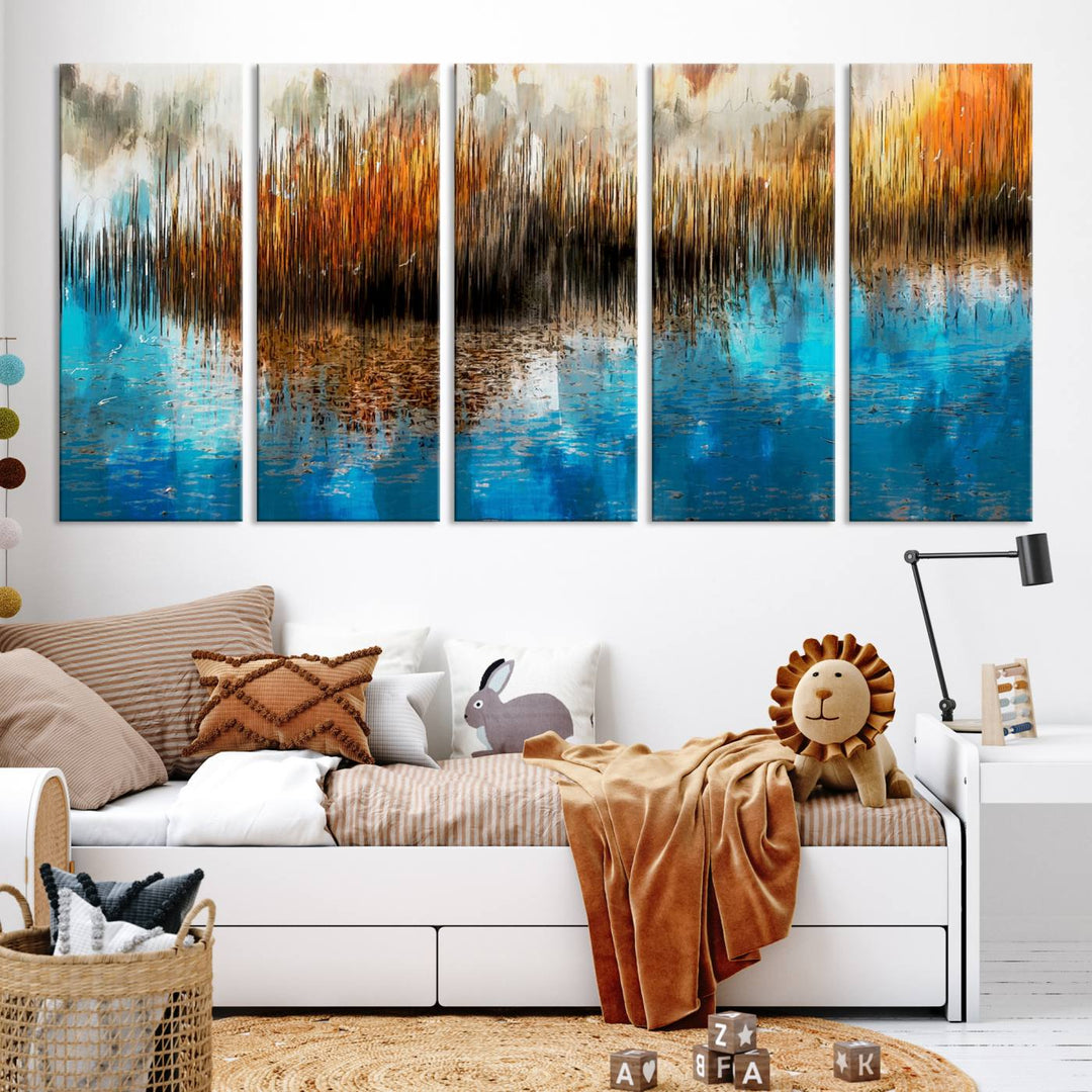 Restful Landscape Art Abstract Lake Canvas Print Wall Art