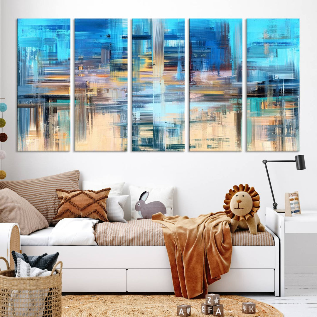 Contemporary Work of Art Blue Abstract Canvas Painting Wall Art Canvas Print