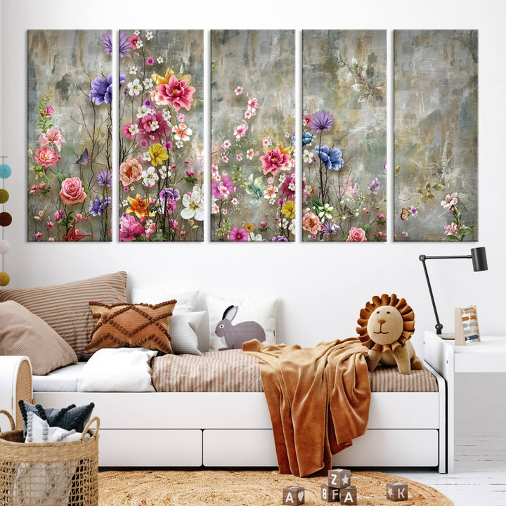 Cozy Flowers Painting on Canvas Wall Art Floral Canvas Print