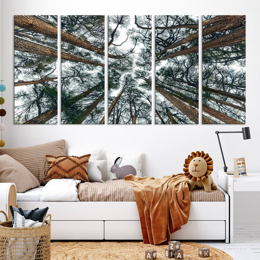 Impression sur toile d’art mural d’arbres forestiers