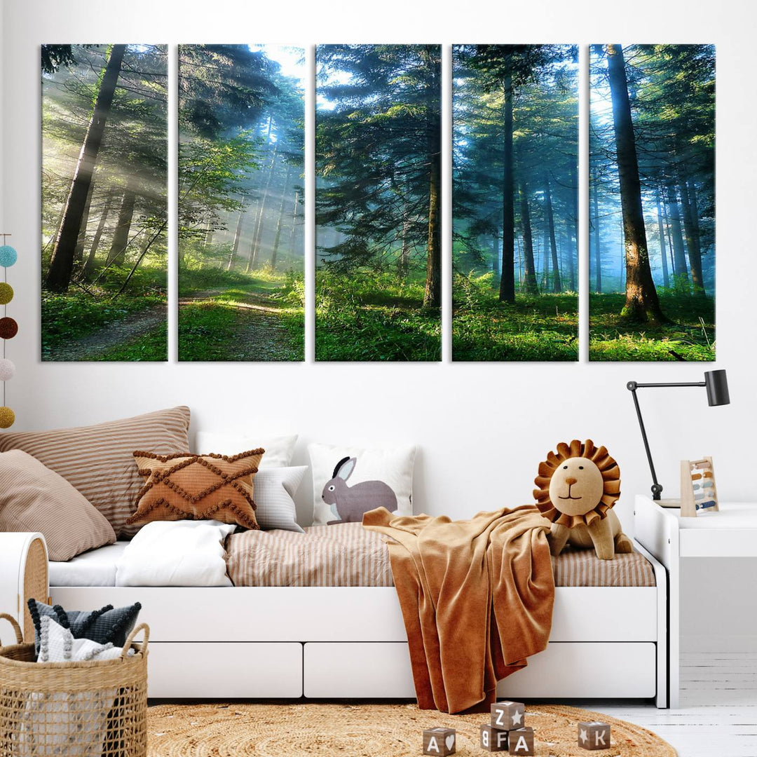 Forêt Sun Shine Wall Art Impression sur toile