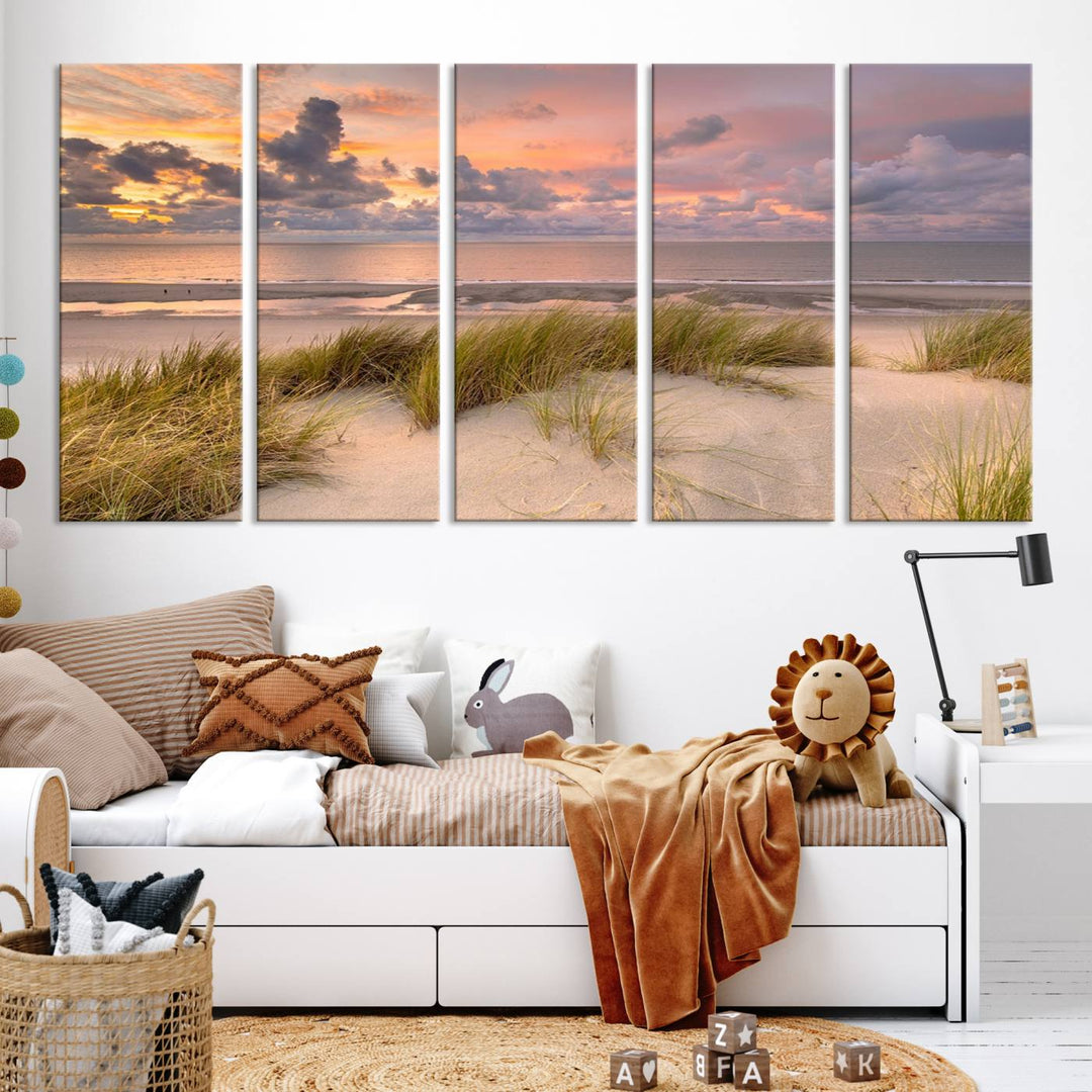 Beach Wall Art Canvas Print Sunset Artwork Print Coastal Wall Art