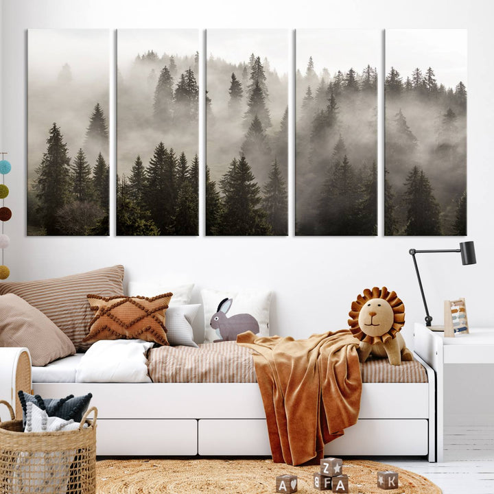 Foggy Forest Wall Art Canvas Print