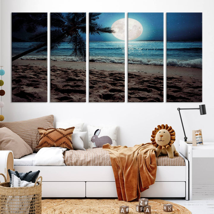 Moonglade Coastal Palm Tree Wall Art Canvas Print