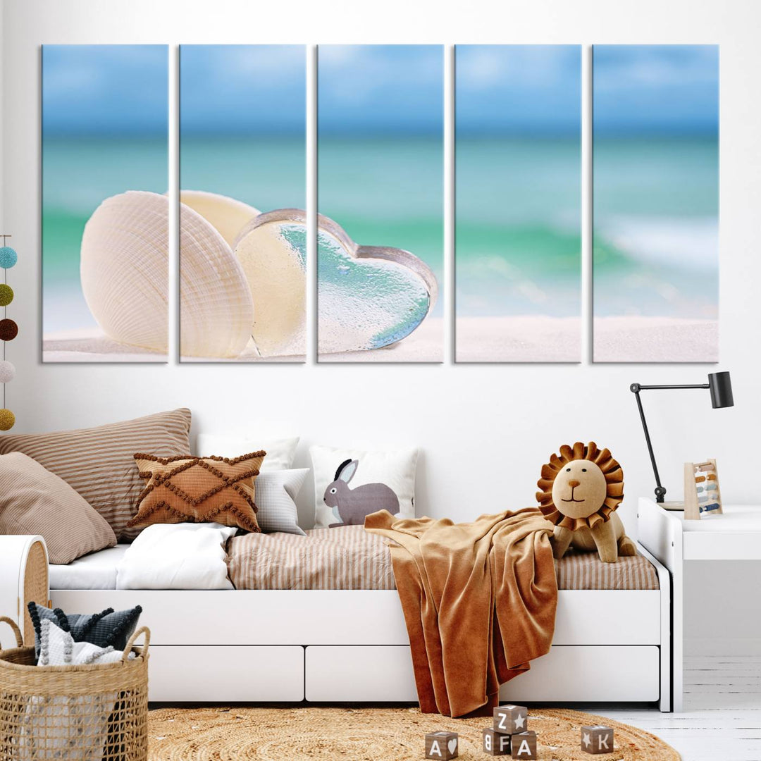 Impression sur toile d'art mural de coquillage d'amour de plage