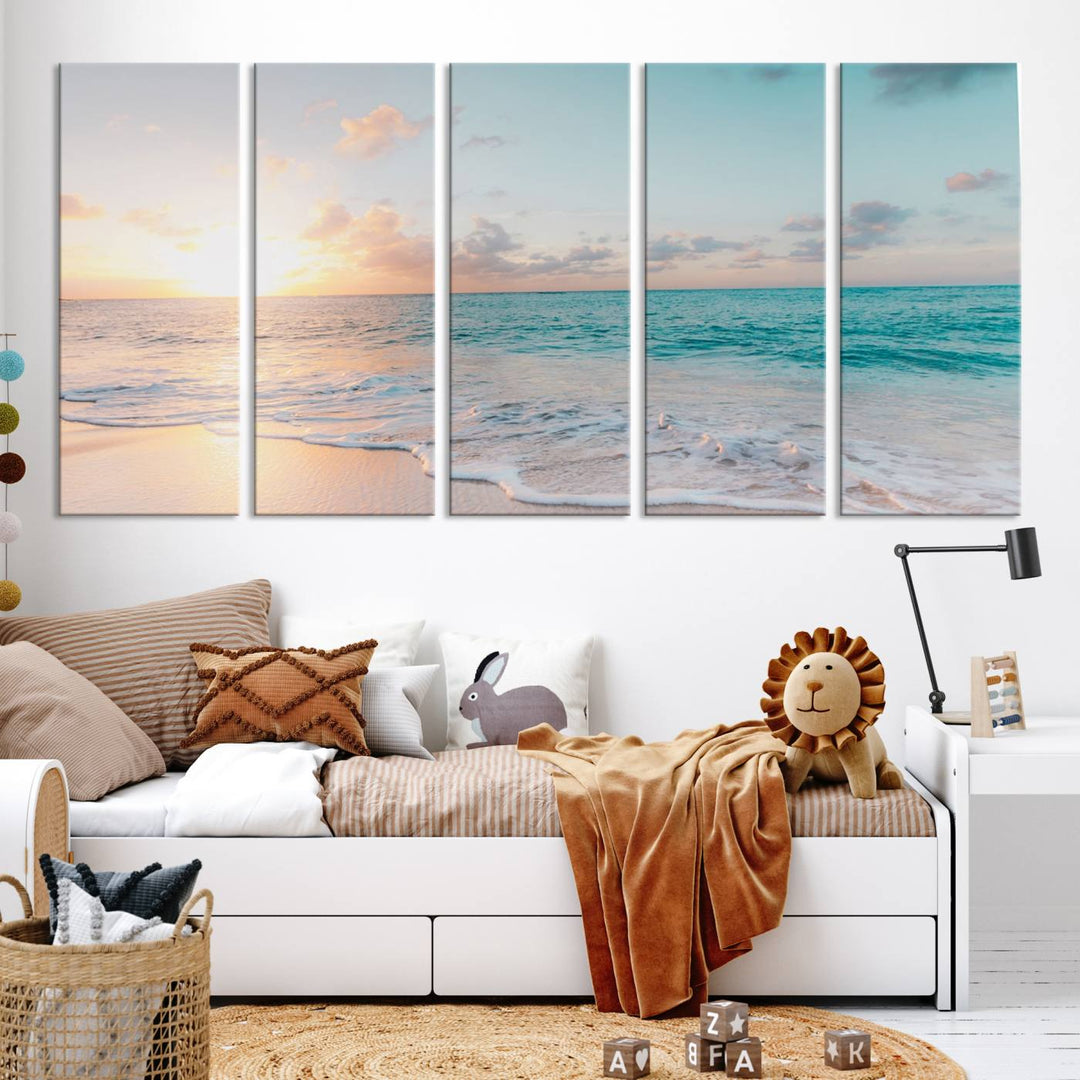 Arte de la pared de Sunset Beach Art Ocean Vibes Lienzo