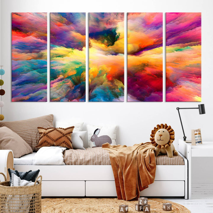 Art mural en forme de nuage de couleurs vibrantes flamboyantes Impression sur toile