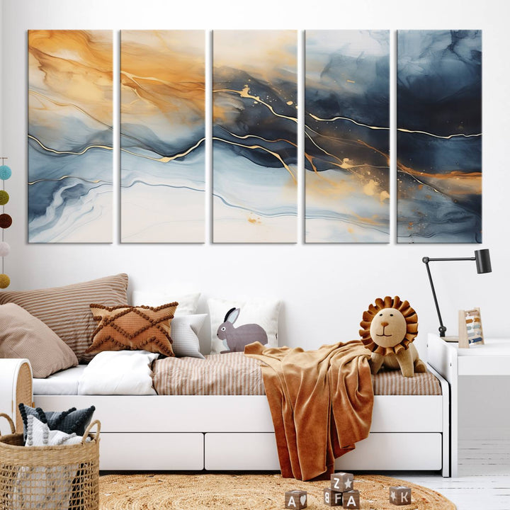 Smoke Blue Wall Art Canvas Print Abstract Artwork Printing