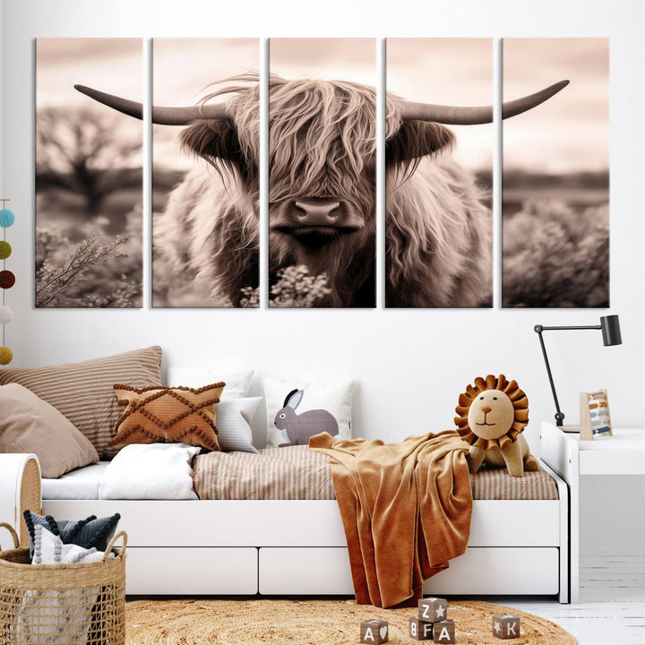 Scottish Cow Longhorn Wall Art Canvas Print.