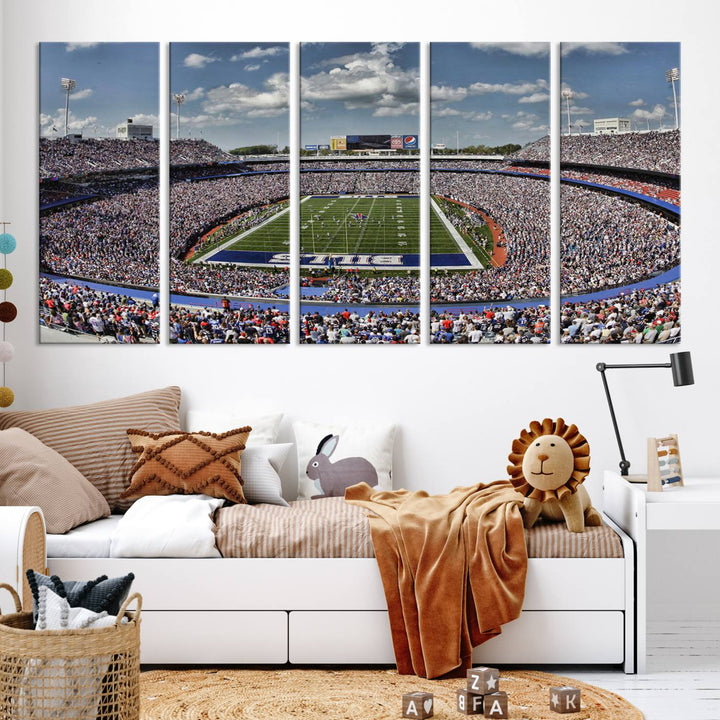 Buffalo Bills Football Team Print - Highmark Stadium Wall Art Canvas Print - Bills Stadium Game Day Triple Canvas Wall Art - Buffalo Bills NFL Match