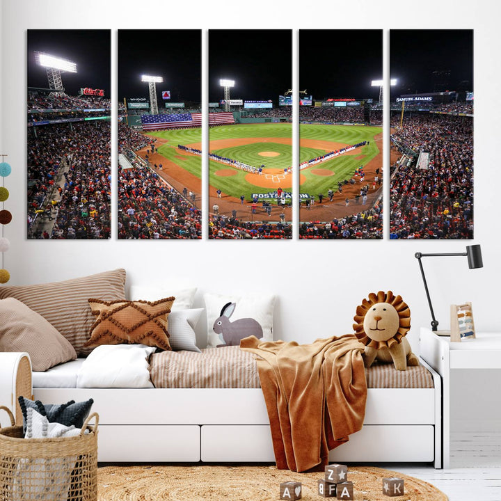 Fenway Park Postseason Triple Canvas Wall Art - Boston Red Sox Historic Game