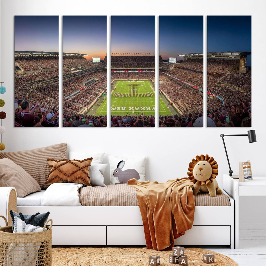 Texas A&M University Aggies Football Team Print - College Station Kyle Field Stadium Wall Art Canvas Print