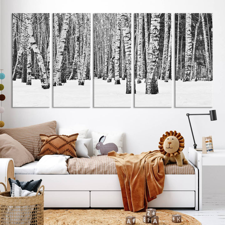 Wall Art Landscape Canvas Print Forest in Winter with Snowy Ground and Trees