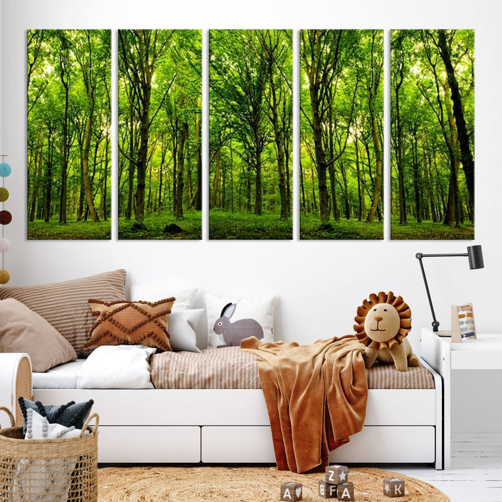 Wall Art Landscape Canvas Print Panoramic View of a Green Forest