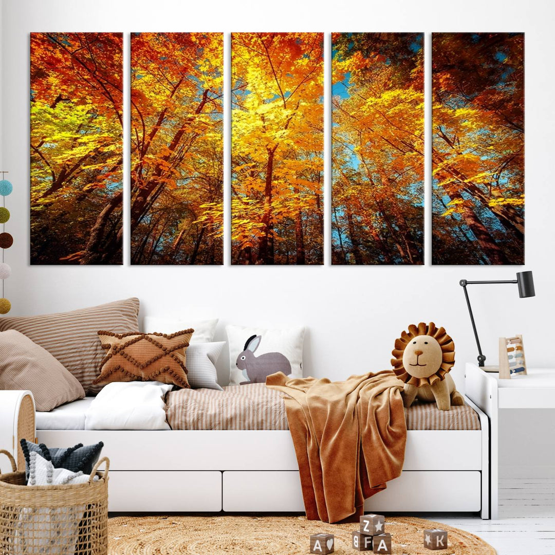 Forest View at Fall Wall Art Autumn Colors Landscape Canvas Print