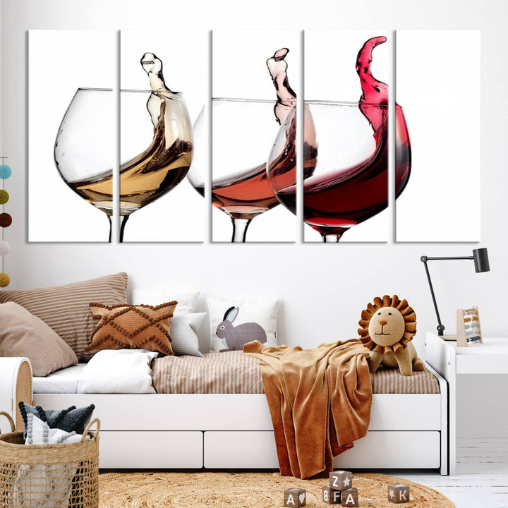 49896 - Lienzo decorativo para pared grande con vino abstracto en copas