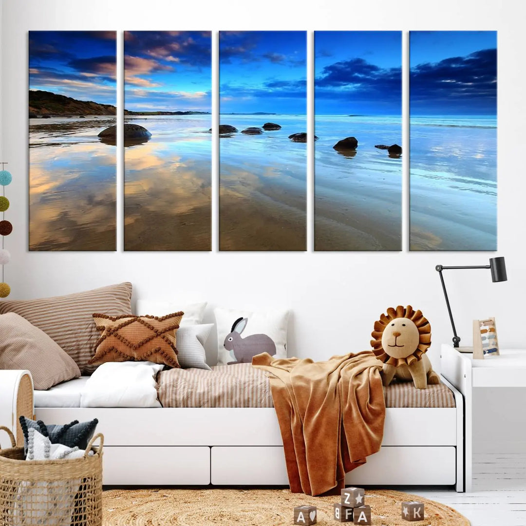 Wonderful Beach Landscape with Mountain Canvas Print 