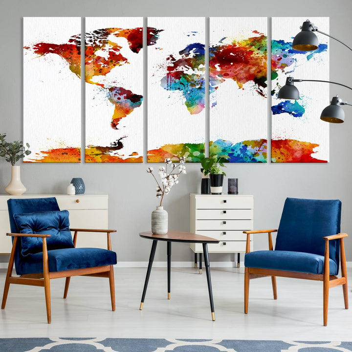 Watercolor World Map Canvas Print