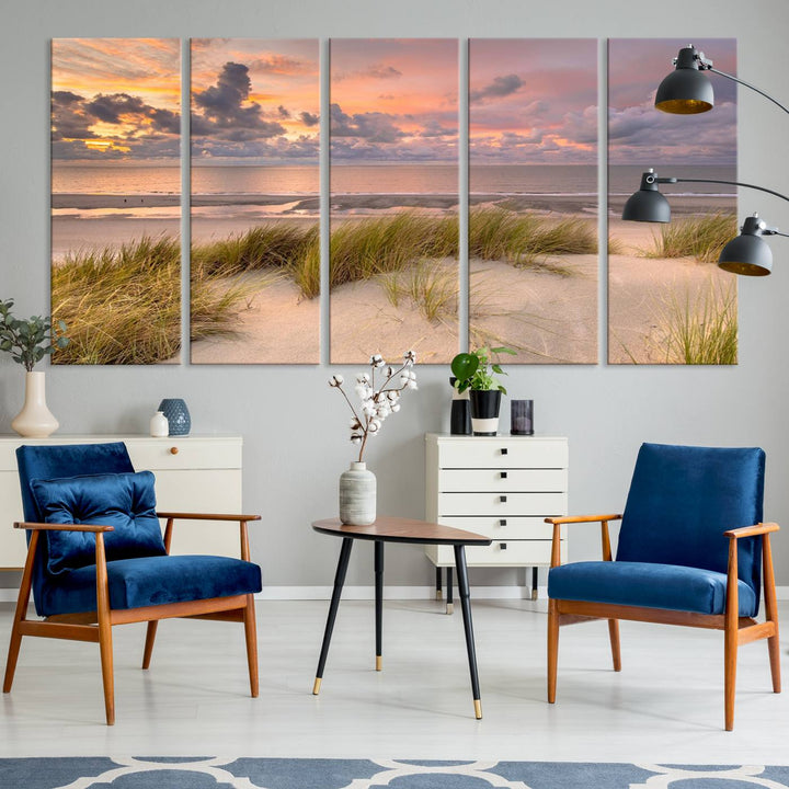 Beach Wall Art Canvas Print Sunset Artwork Print Coastal Wall Art